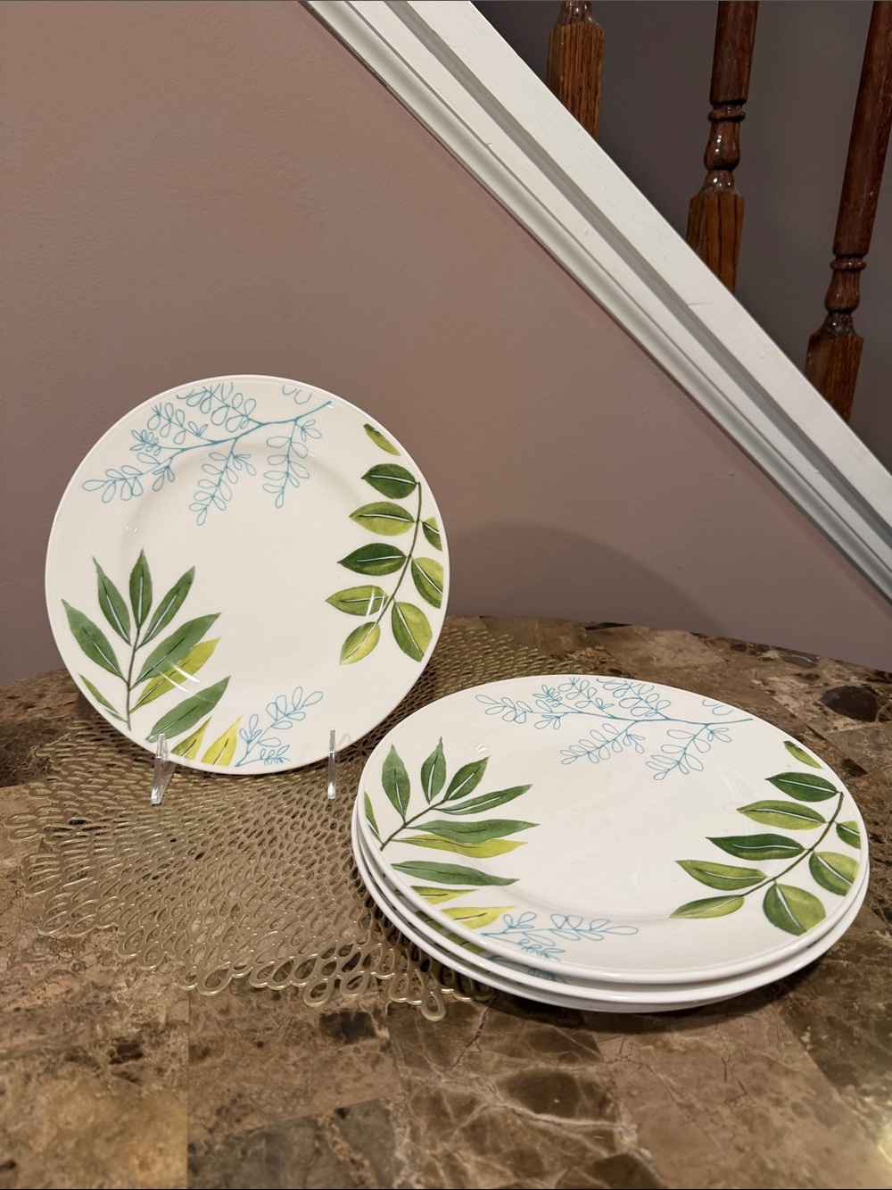 The Cellar Leaf Accents Ceramic 9” Luncheon/Salad Plates - Set of 4